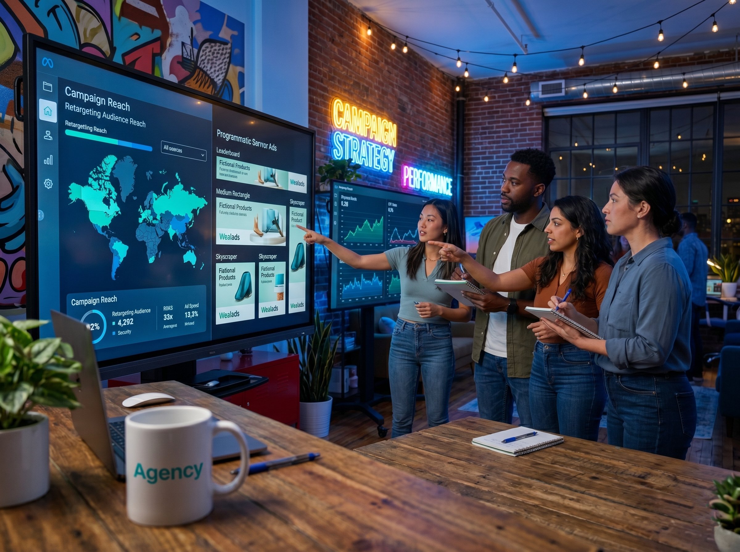 Digital display advertising creative on a large monitor